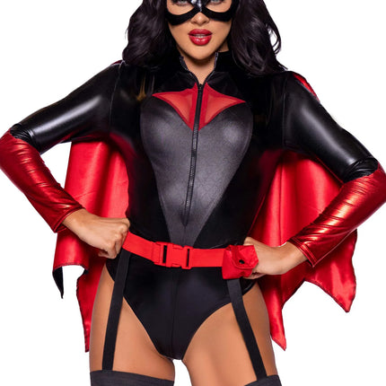 Batgirl Kostüm Schwarz Rot Damen Bodysuit Leg Avenue