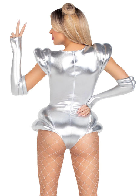 Astronautenanzug Silber Damen Bodysuit Leg Avenue