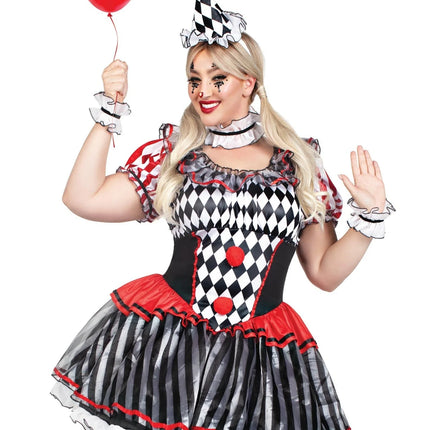 Clown Kleid Damen Harlelquin Leg Avenue