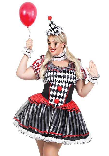 Clown Kleid Damen Harlelquin Leg Avenue