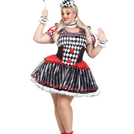 Clown Kleid Damen Harlelquin Leg Avenue