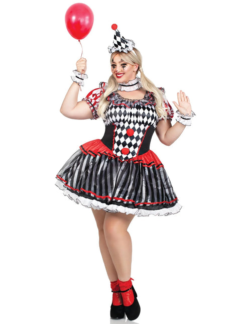 Clown Kleid Damen Harlelquin Leg Avenue