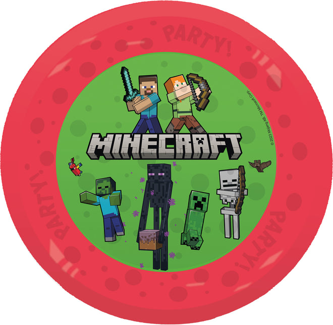 4 wiederverwendbare Partyteller 21Cm - Minecraft