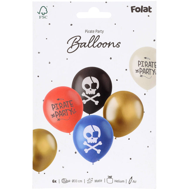 Latex Ballons - Piraten Party - 33 cm - 6 Stück