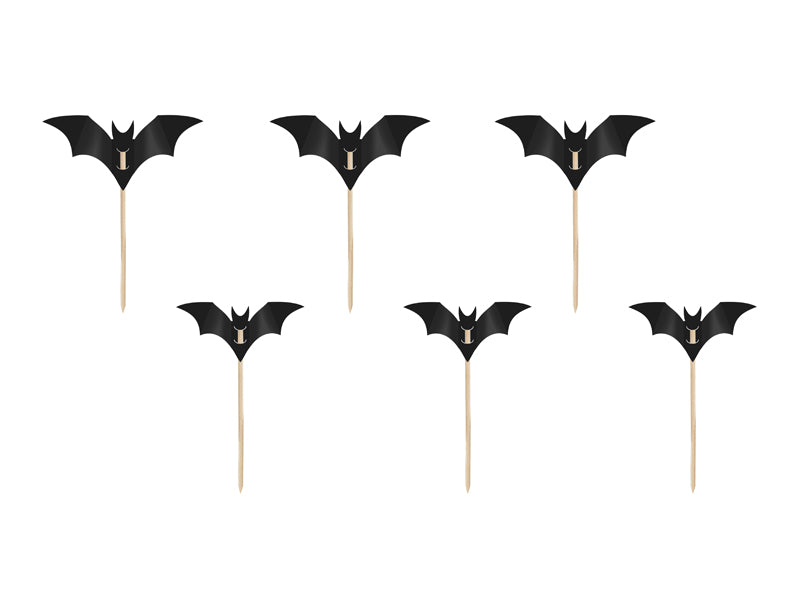 Halloween Cocktail Picks Fledermaus 5 cm 6 Stk.