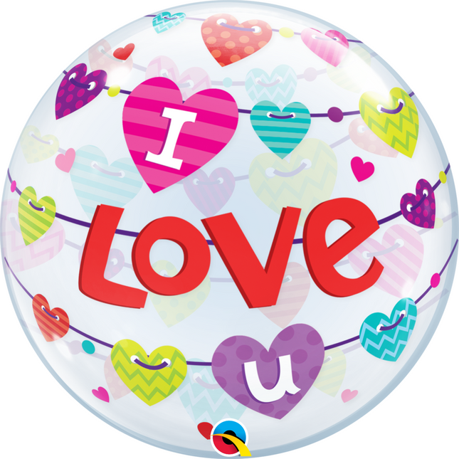 Seifenblasen Ballon 'I Love You' Herzen - 56 cm