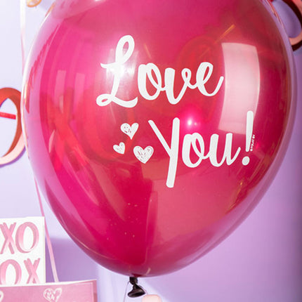 Luftballons "Love You! Mix Pink 33cm - 6 Stück