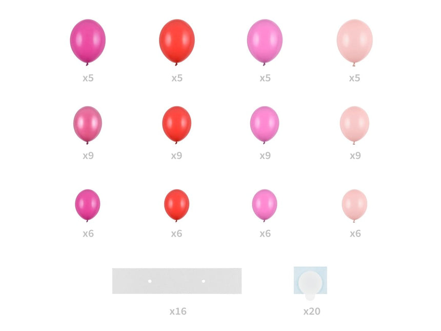 Balloon garland with frame, pink, 160 cm - Partywinkel - 5904555010635