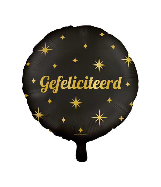 Heliumballon Glückwunsch Schwarz Gold Sterne 46cm Leer