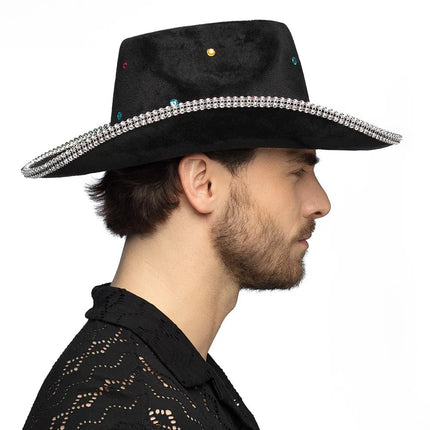 Cowboy Hoed Zwart Diamanten - Partywinkel - 8712026543868