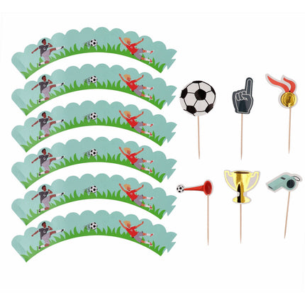 Cupcake-Dekorationsset - Fantastischer Fußball - 6 Teile