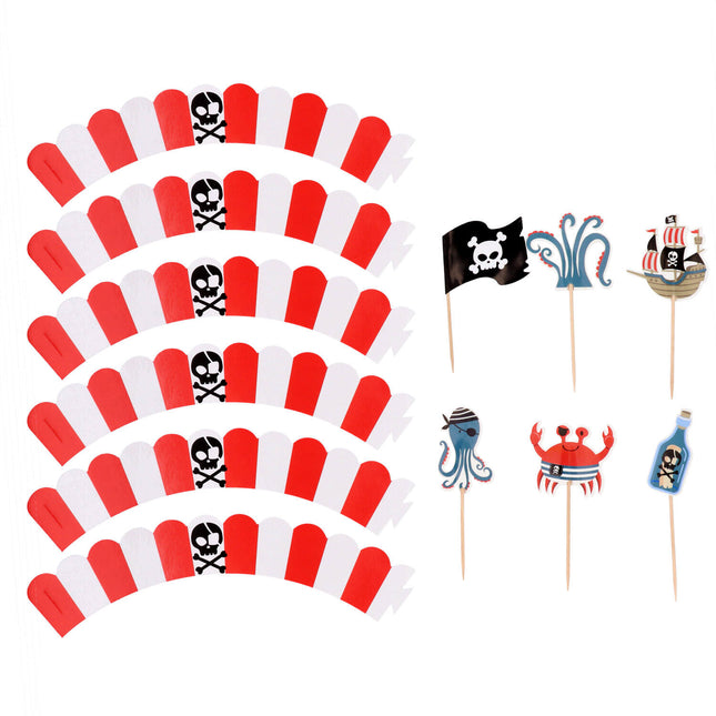 Cupcake-Deko-Set - Piratenparty - 6 Sets