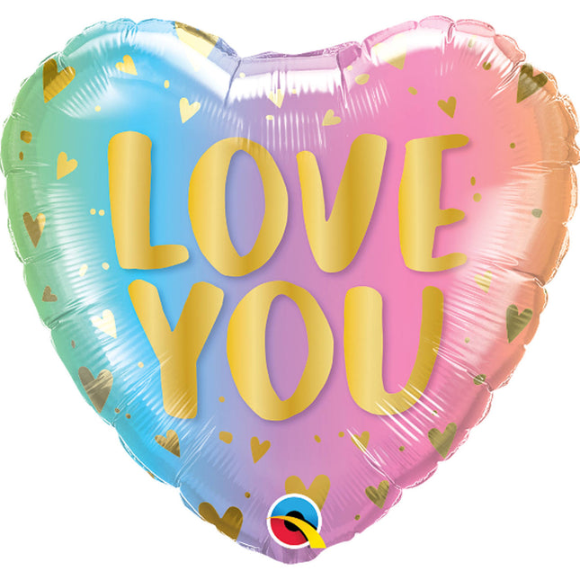 Folienballon 'Love You' Ombre & Hearts - 45cm