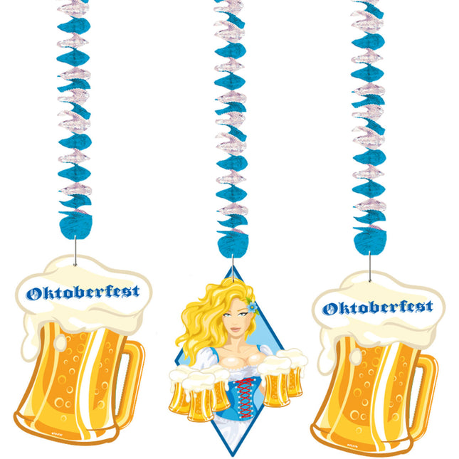 Oktoberfest Hängende Dekoration Bierkrüge 75cm 3Stk.