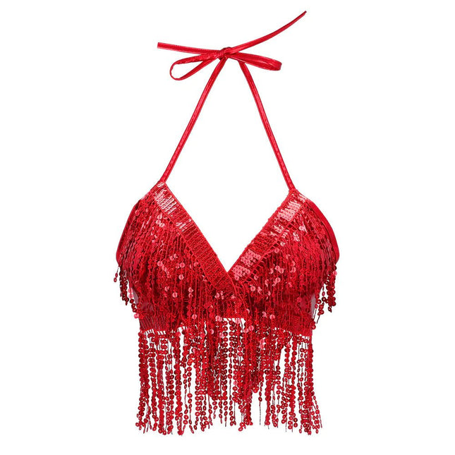 Festival Top Rood Dames Franjes - Partywinkel - 8712026445766