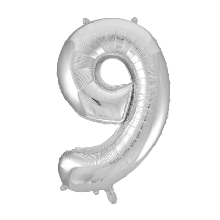 Folienballon Figur 9 Silber XL 86cm leer