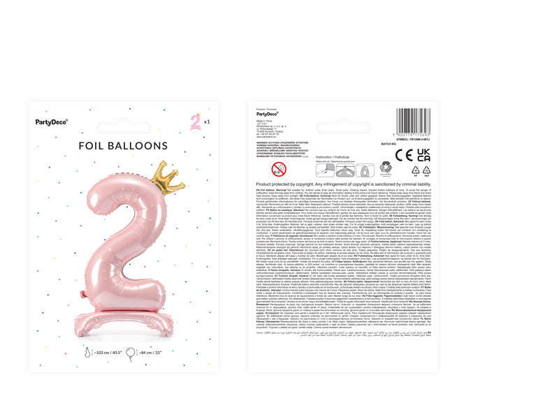 Folienballon Figur 2 Hellrosa Standard Leer 84cm