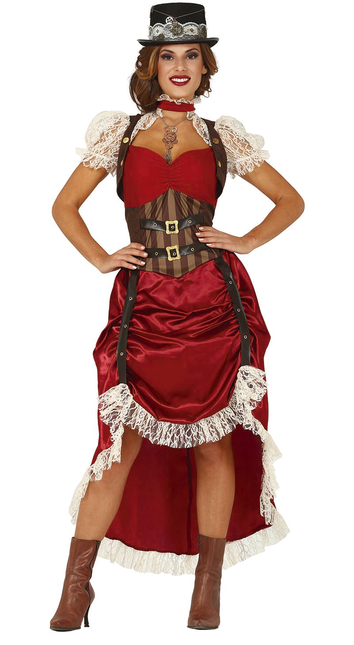 Steampunk Kostüm Damen Rot