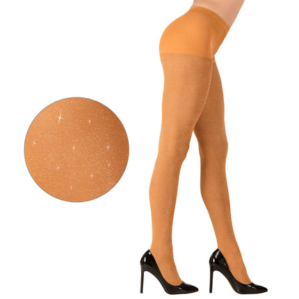 Orange Strumpfhose Gold Damen