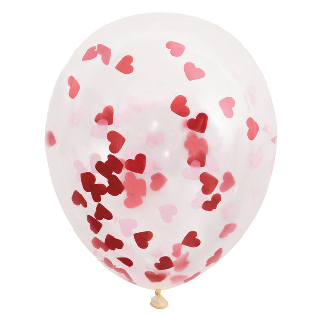 Konfetti Ballons Rote Herzen 40cm 5Stück