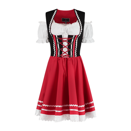 Oktoberfest Dirndl Kleid Oktoberfest Rot Weiß Damen 2 Stück