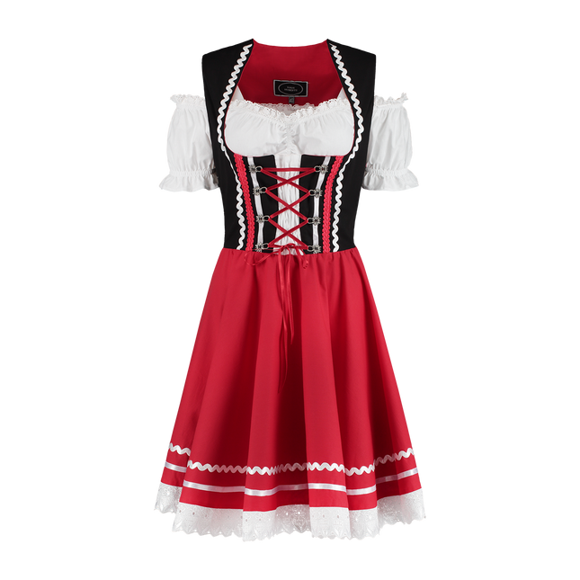 Oktoberfest Dirndl Kleid Oktoberfest Rot Weiß Damen 2 Stück