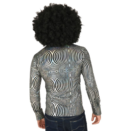 Disco 70S Bluse Schwarz Silber Männer