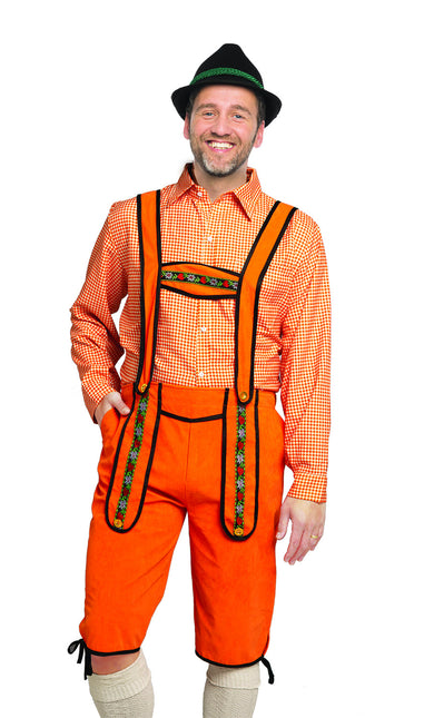 Orangefarbene Lederhosen Herren Johann Lang