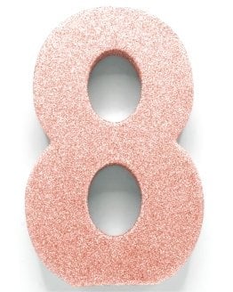 Rose Gold Tischdekoration Figur 8 Glitter 20,5cm