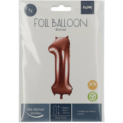 Folienballon Figur 1 Bronze XL 86cm leer