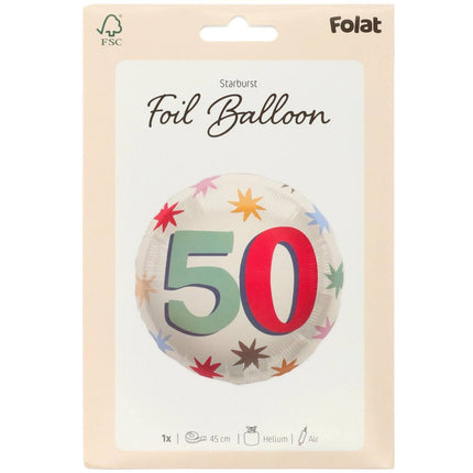 50 Jahre Helium Ballon Farbig Leer 45cm