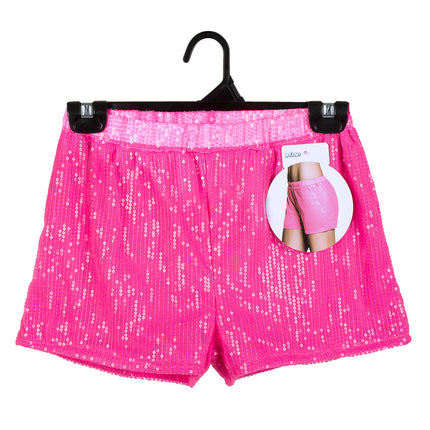 Kurze Hose Pailletten Neon Pink M