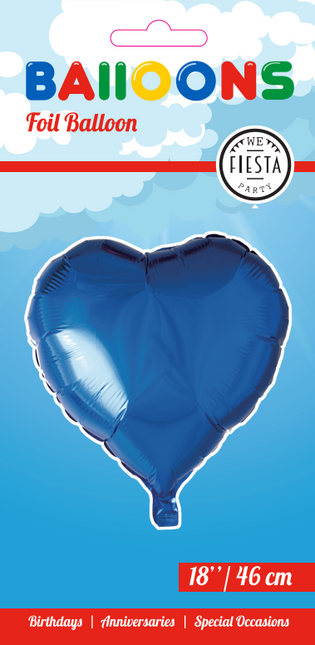 Helium Ballon Herz Blau 46cm leer