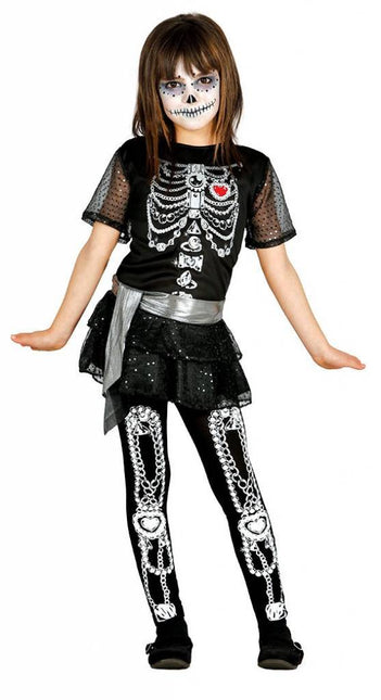 Halloween Kostüm Kind Kleid Skelett Diamant