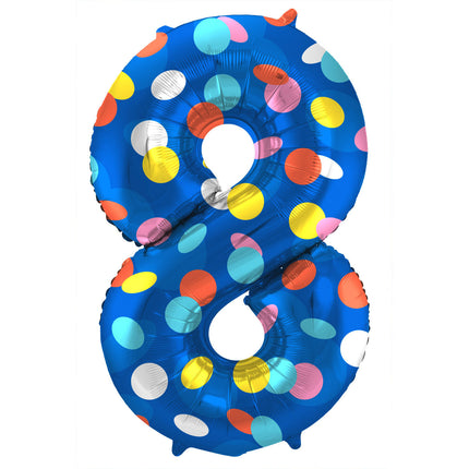 Nummer Ballon 8 Jahre Dots Leer 86cm