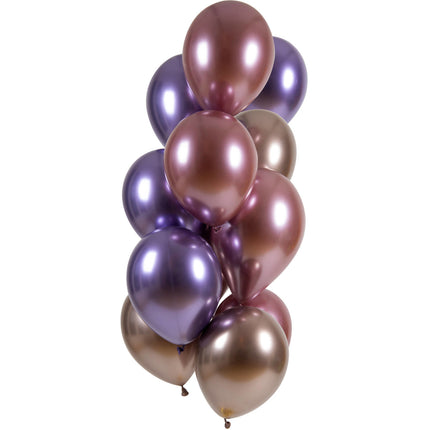 Lila Rosa Luftballons Chrom 33cm 12 Stk.