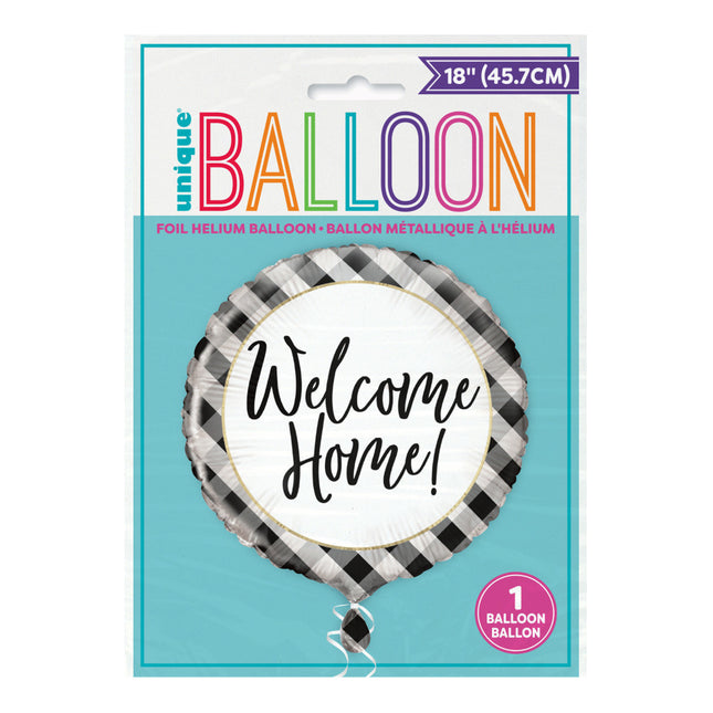 Heliumballon Welcome Home Schwarz 45cm leer