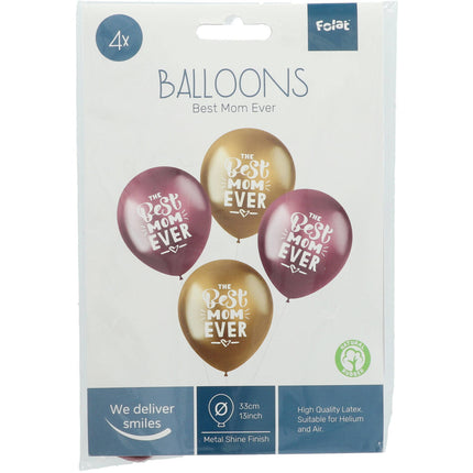 Luftballons Best Mom Ever 33cm 4Stk