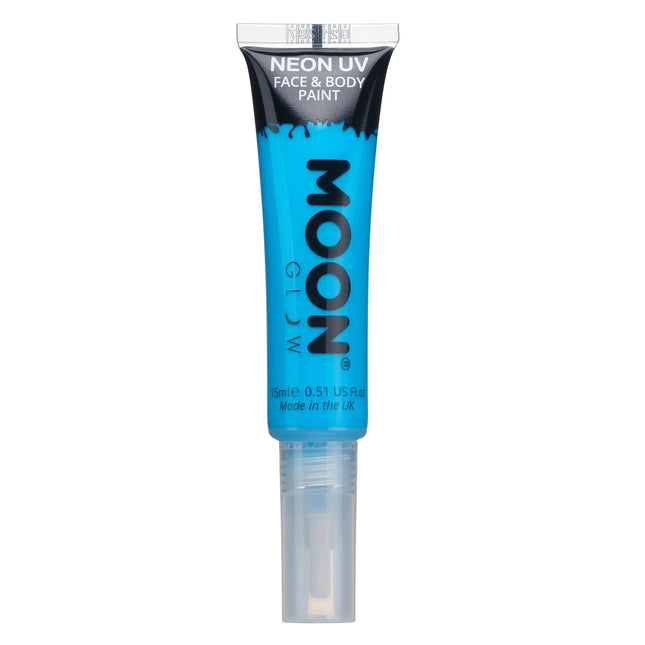 Moon Glow Neon UV Face Paint mit Pinselapplikator Intensives Blau 15ml