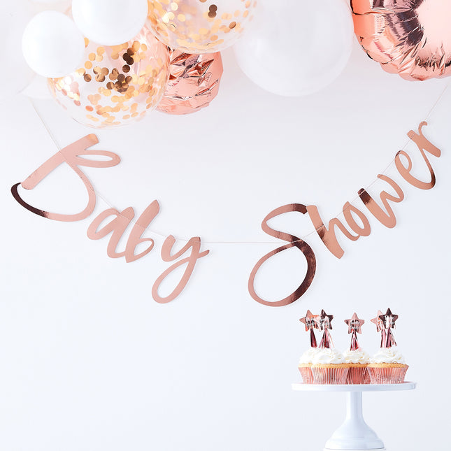 Rose Gold Baby Shower Girlande 1,5m