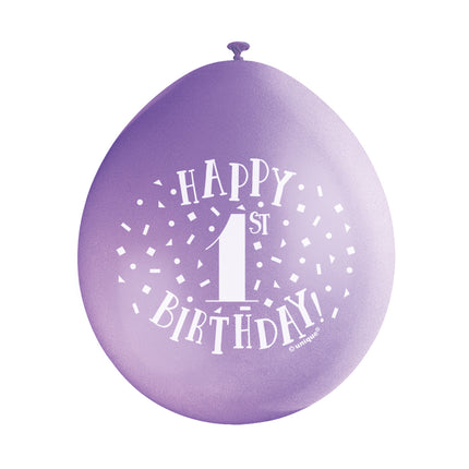 Luftballons Happy Birthday 1 Jahr 28cm 10Stk