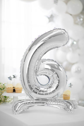 Folienballon Figur 6 Silber Standard Leer 70cm