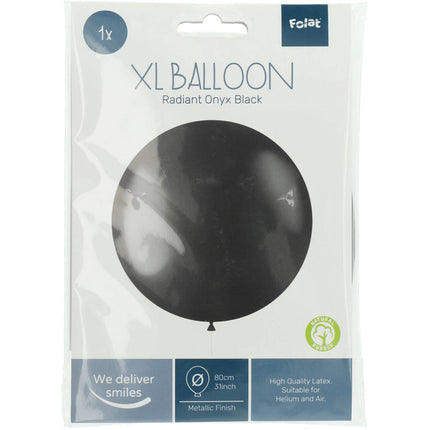 Schwarzer Ballon Metallic Onyx Schwarz 80cm