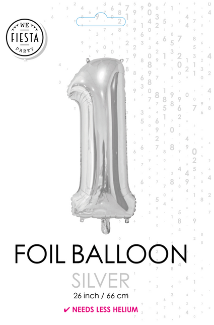 Folienballon Figur 1 Silber 66cm