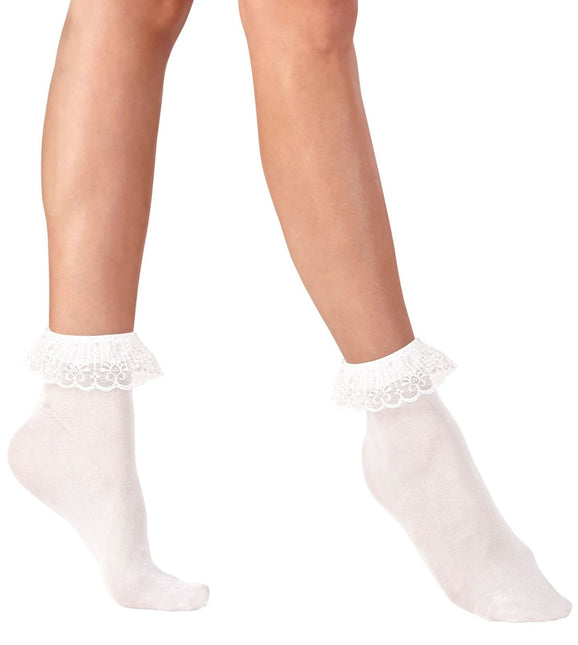 Weiße Socken mit Spitze