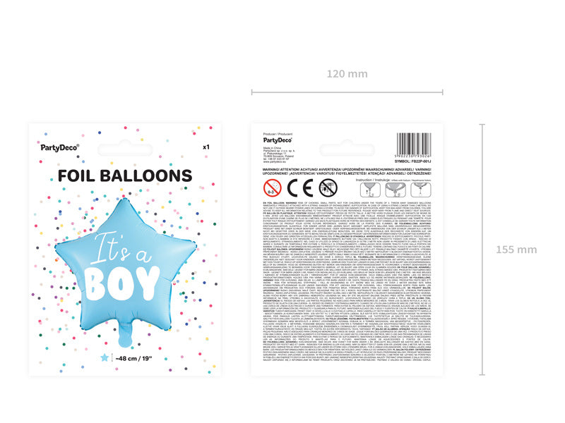 Heliumballon Herz It's A Boy Leer 48cm