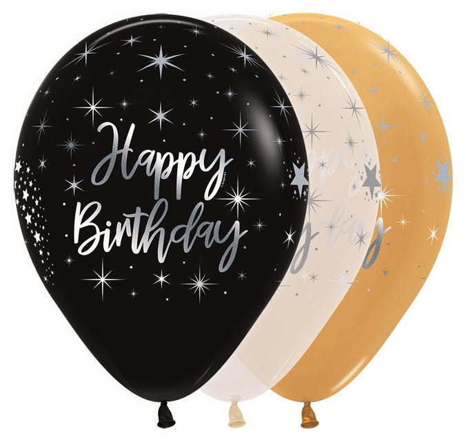 Ballons Happy Birthday Radiant Metallic Tinte Silber 30cm 25 Stk.