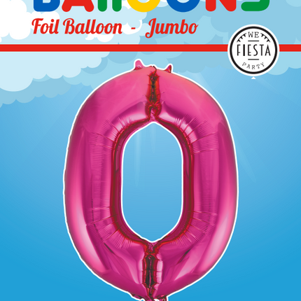 Folienballon Figur 0 Fuchsia XL 86cm leer