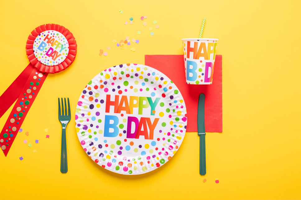 Geburtstagsbecher Happy Birthday Dots 250ml 8 Stk.