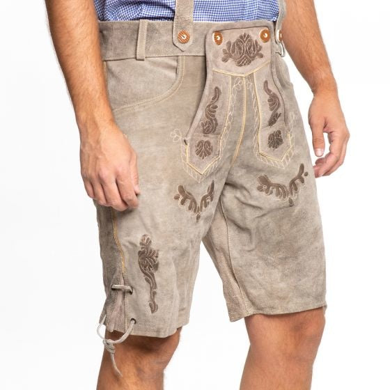 Lederhose Leder Short Hellbraun und Gürtel